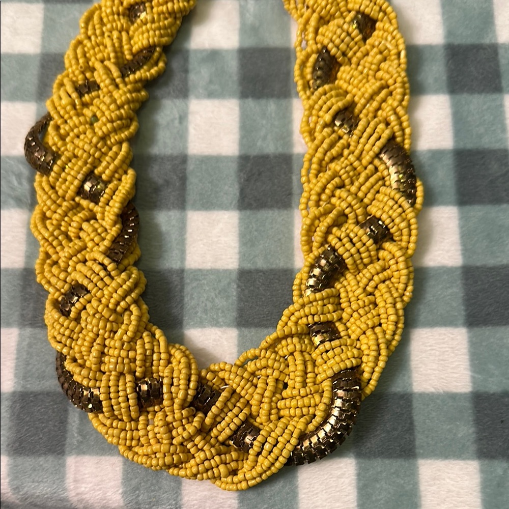 Yellow Beaded Statement Necklace - Picture 3 of 6
